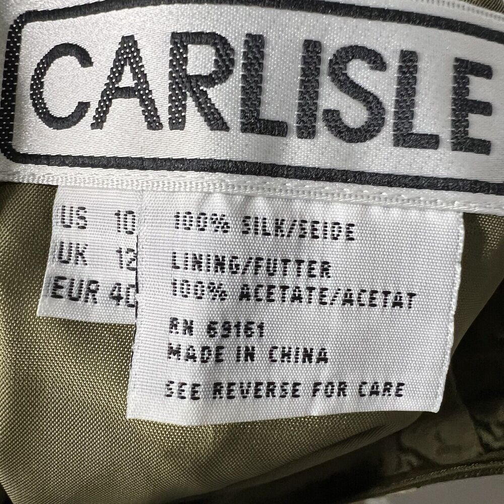 Carlisle Sz 8 Skirt 10 Top 3 Piece Silk Maxi Skirt Set Olive Green Embroidered - Picture 12 of 13